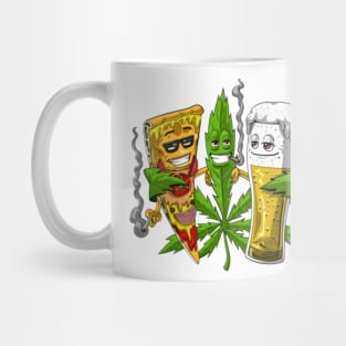 Weed Beer and Pizza Stoners Mug